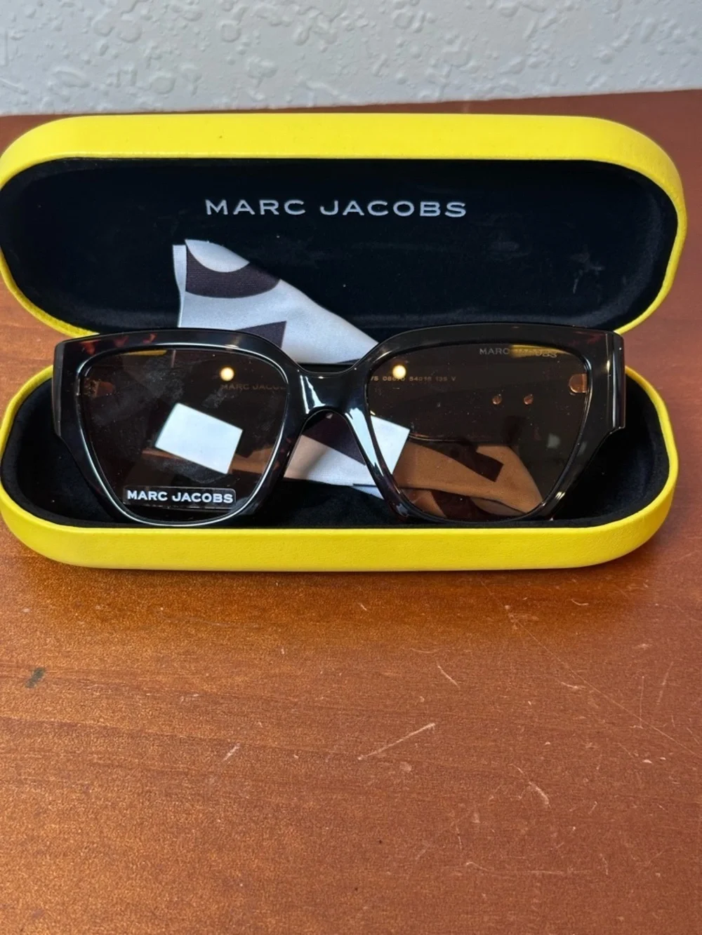 Marc Jacobs Black Sunglasses with Bright Yellow Case